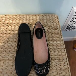 Nina Black and Pink Lace Flats